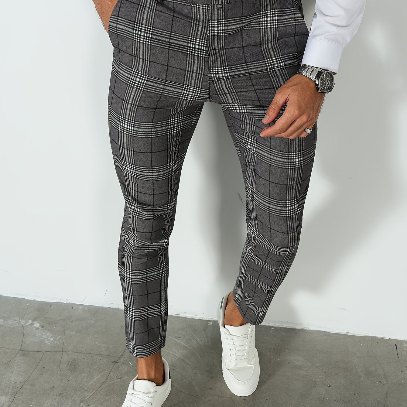 Herren-Slim-Fit-Hose mit Karomuster