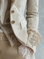 Women's Floral Embroidered Blazer with Decorative Cuffs