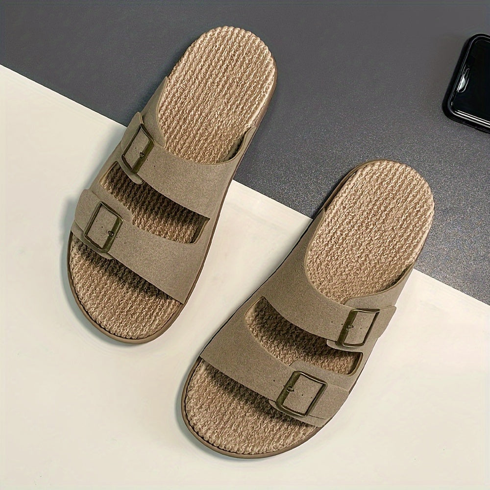 Herren-Komfort-Sandalen zum Hineinschlüpfen mit Doppelschnalle