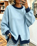 Women’s Contrast Trim Oversized Crew Neck Sweatshirt