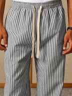 Herren gestreifte lockere Hose mit elastischem Tunnelzugbund