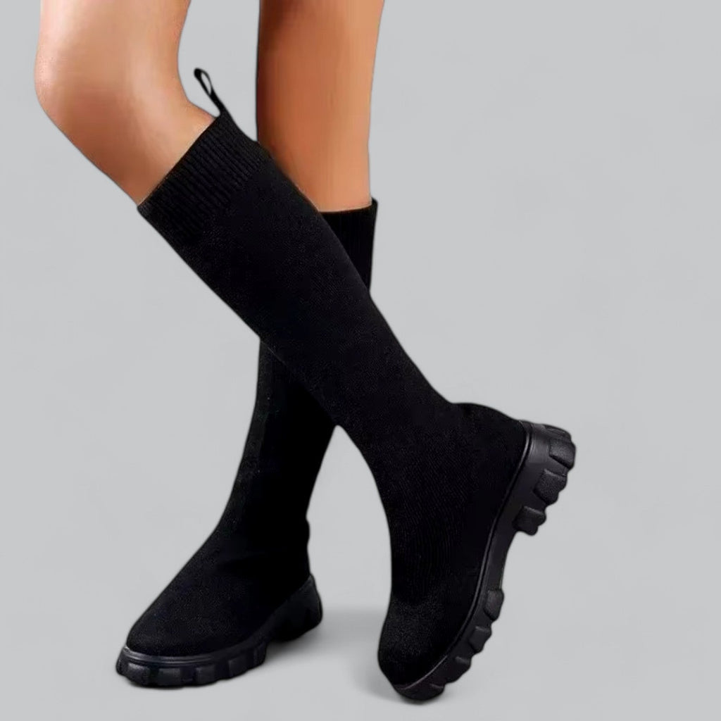 Women's Knit Knee-High Chunky Sole Boots