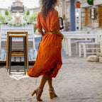 Women's Button-Front Shirt Midi Dress with Short Sleeves for Everyday Wear