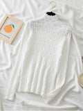 Women's Mock Neck Cable Knit Sweater with Long Sleeves