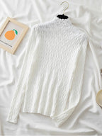Women's Mock Neck Cable Knit Sweater with Long Sleeves