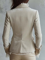 Women's Floral Embroidered Blazer with Decorative Cuffs