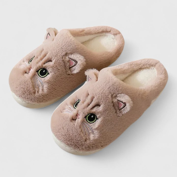 Bløde tøfler med katte til kvinder