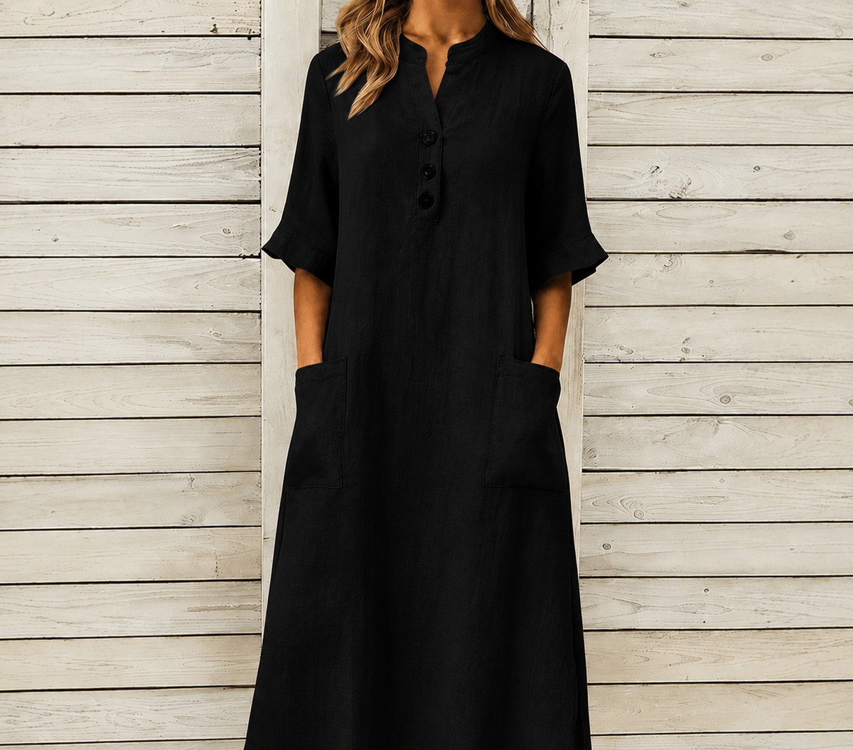 Women’s Button Pocket Midi Dress