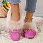 Mules chaussons pour femme bordés de fausse fourrure