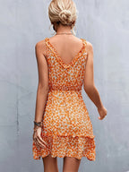 Women's Floral Surplice Mini Dress