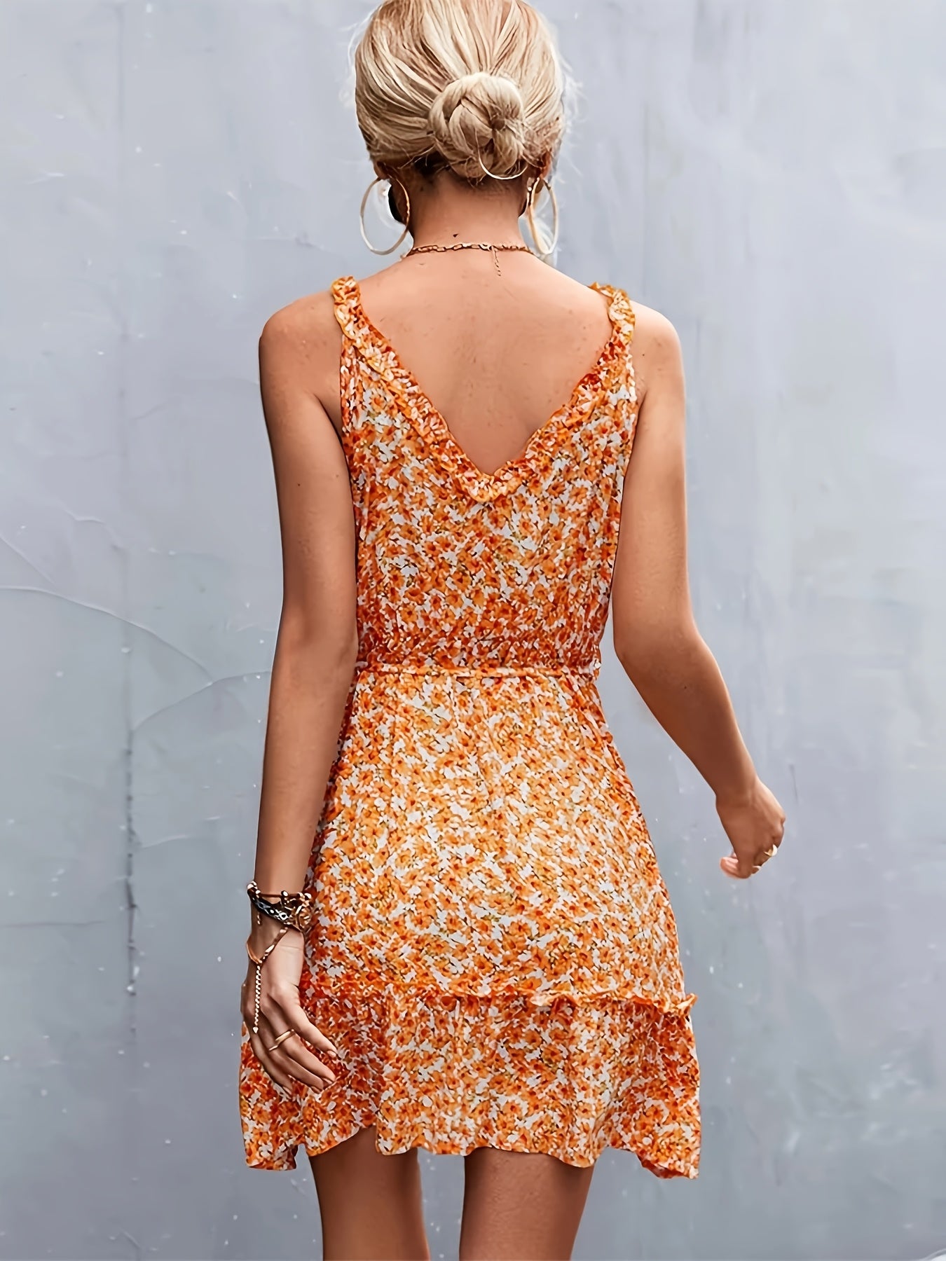 Women's Floral Surplice Mini Dress