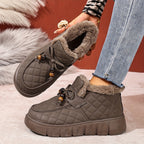 Dames vatterede slip-on-sko med imiteret pelsfor
