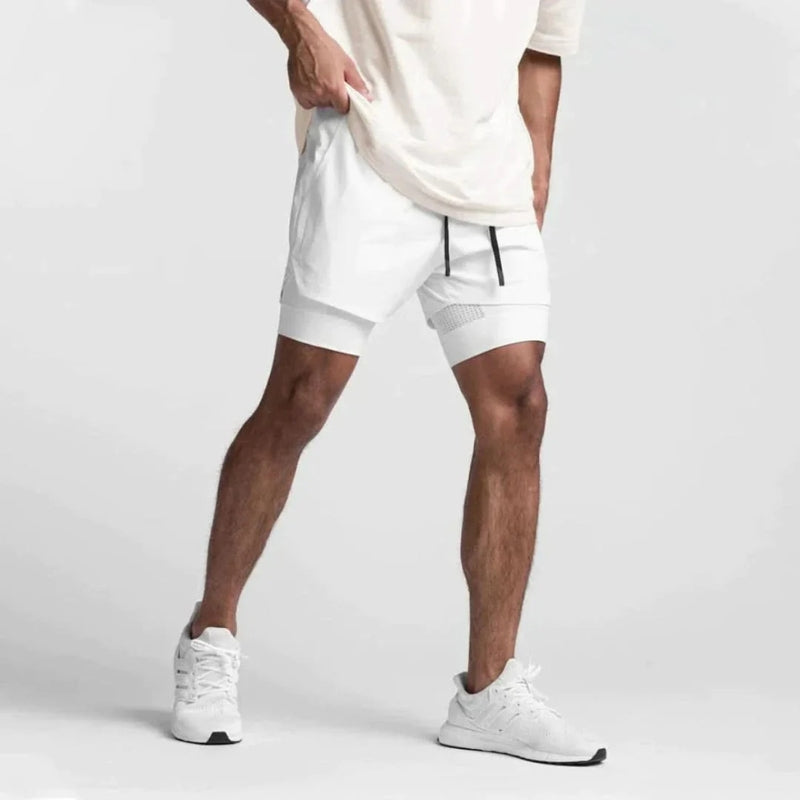 Men's 2-in-1 Sports Shorts with Inner Compression Layer for Training