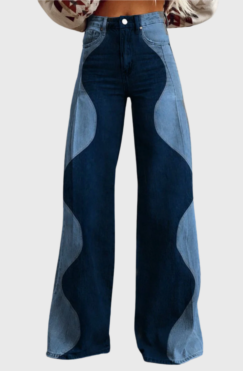 Jeans med tofarvet design og brede ben til kvinder