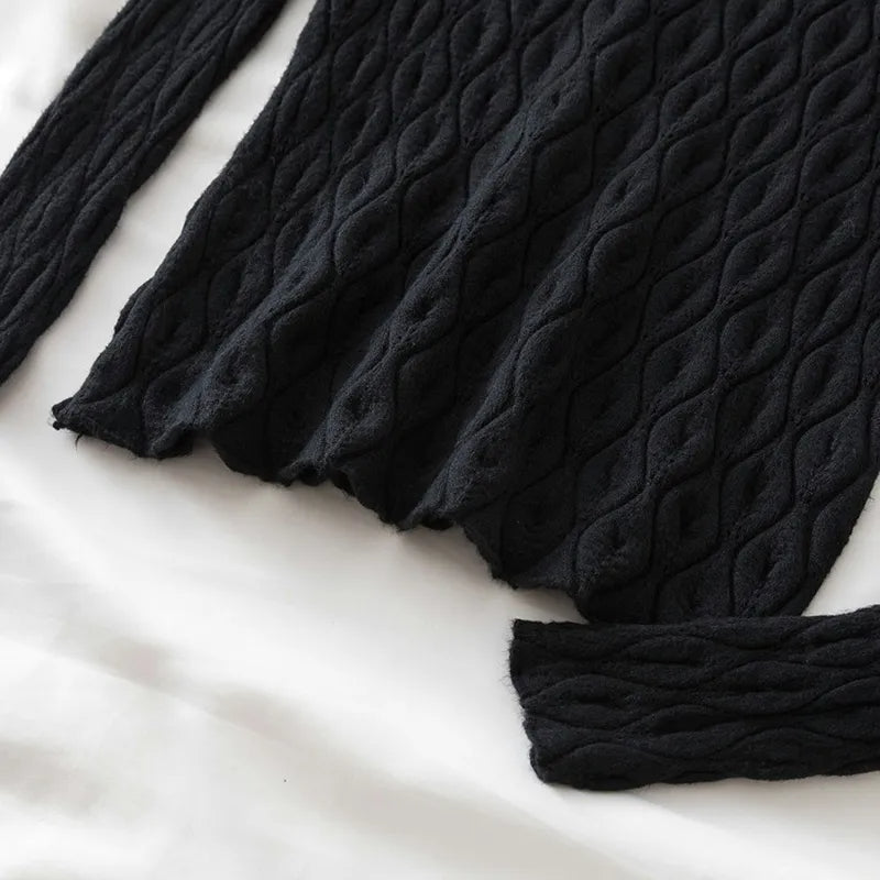 Women's Mock Neck Cable Knit Sweater with Long Sleeves