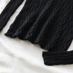 Women's Mock Neck Cable Knit Sweater with Long Sleeves