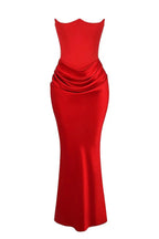 Damen trägerloses Maxikleid mit Korsettoberteil und geraffter Taillensilhouette
