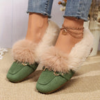 Mules chaussons pour femme bordés de fausse fourrure