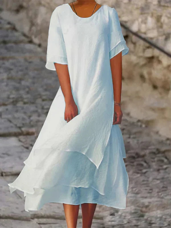 Women Layered Maxi Dress with Flowing Fit and Comfortable Elegant Design