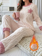 Women’s Plush Cable Textured Pajama Set
