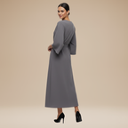 Elegantes Damen-Midikleid mit Bootsausschnitt, weiten Ärmeln, tailliertem Bund und ausgestelltem A-Linien-Rock