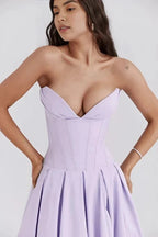 Damenmidikleid mit Korsettoberteil, voluminösem Rock und strukturiertem Design
