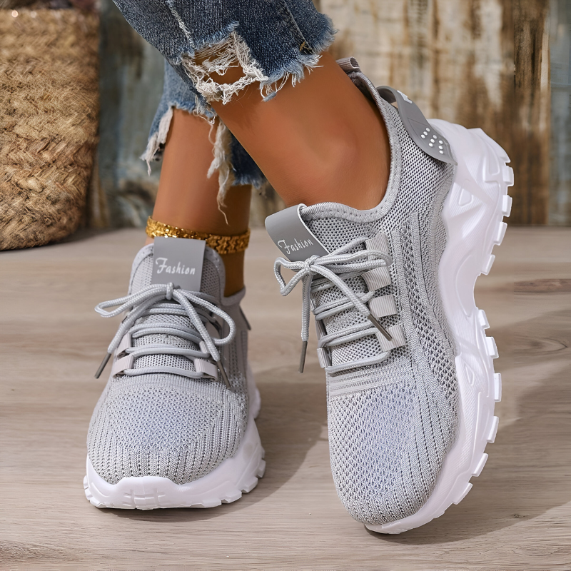 Damskie oddychające, lekkie, sznurowane sneakersy do chodzenia