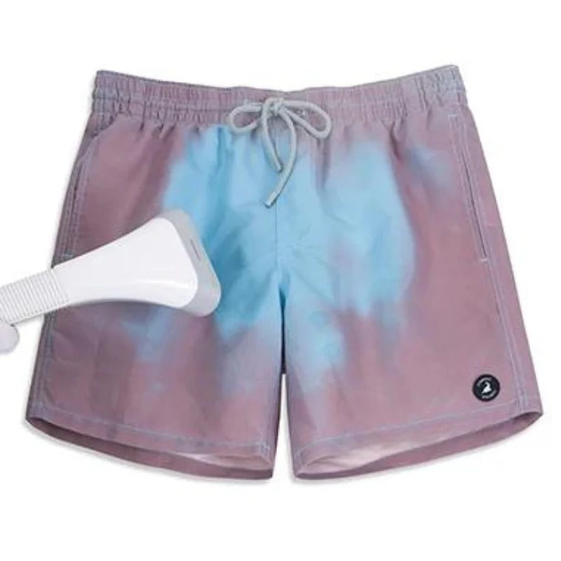 Men's Colour-Changing Swim Shorts with Gradient Quick-Dry Design