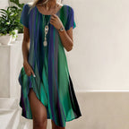 Women's Printed Midi Dress with Short Sleeves for Effortless Summer Style