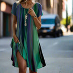 Women's Printed Midi Dress with Short Sleeves for Effortless Summer Style