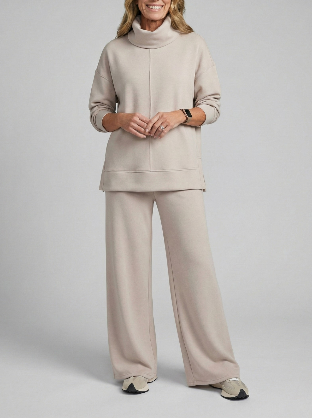 Women's Cowl Neck Wide-Leg Two-Piece Set