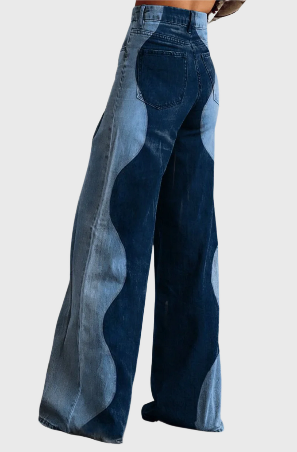 Jeans med tofarvet design og brede ben til kvinder