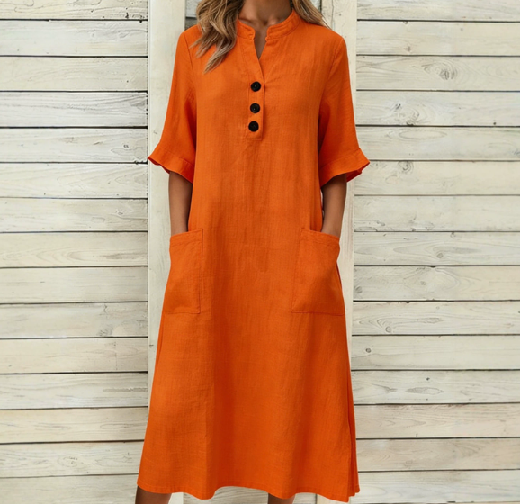 Women’s Button Pocket Midi Dress
