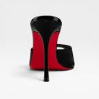 Damen-Mules mit Pfennigabsatz und Peeptoe-Spitze