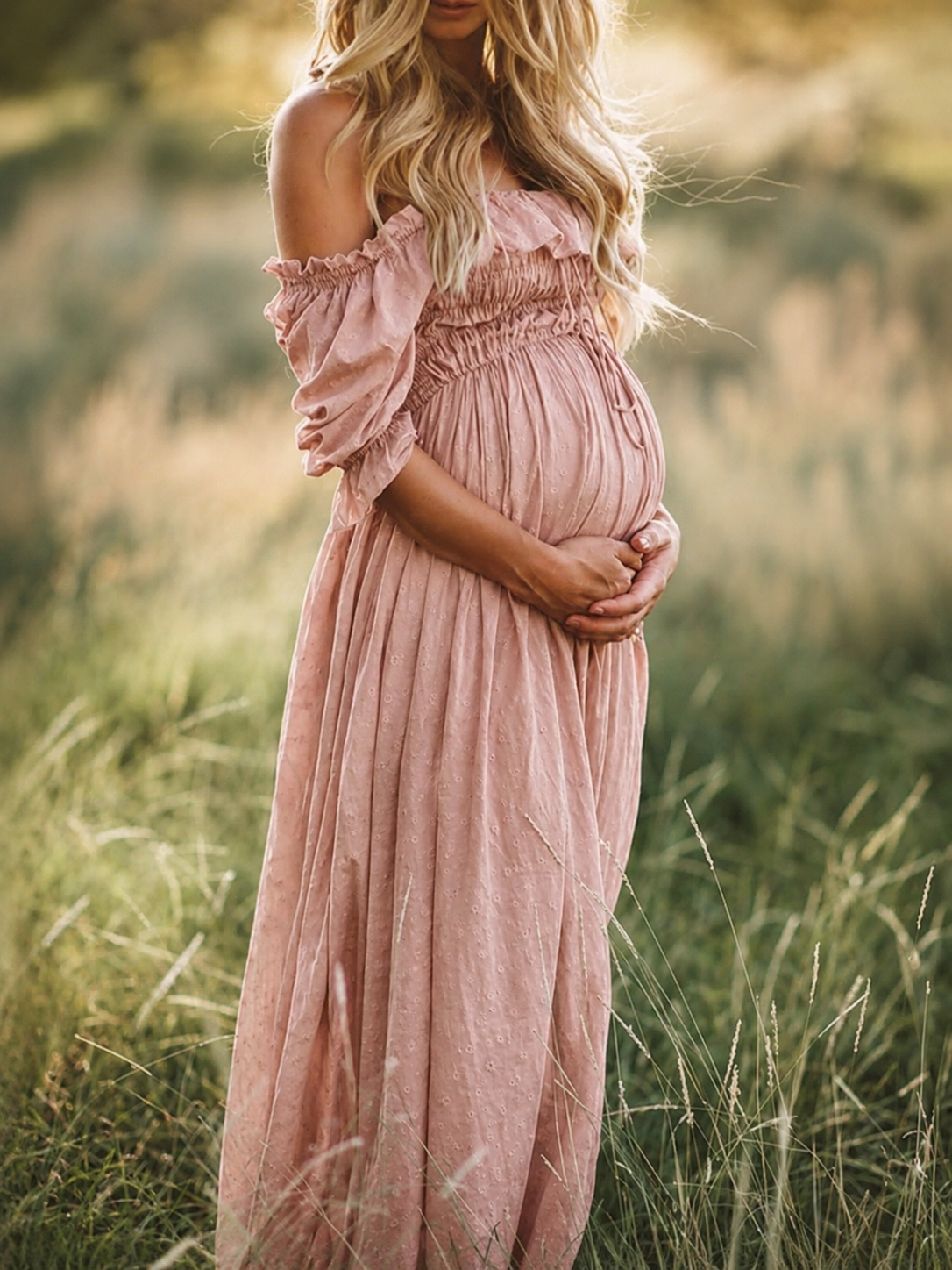 Women’s Off-Shoulder Maternity Maxi Dress