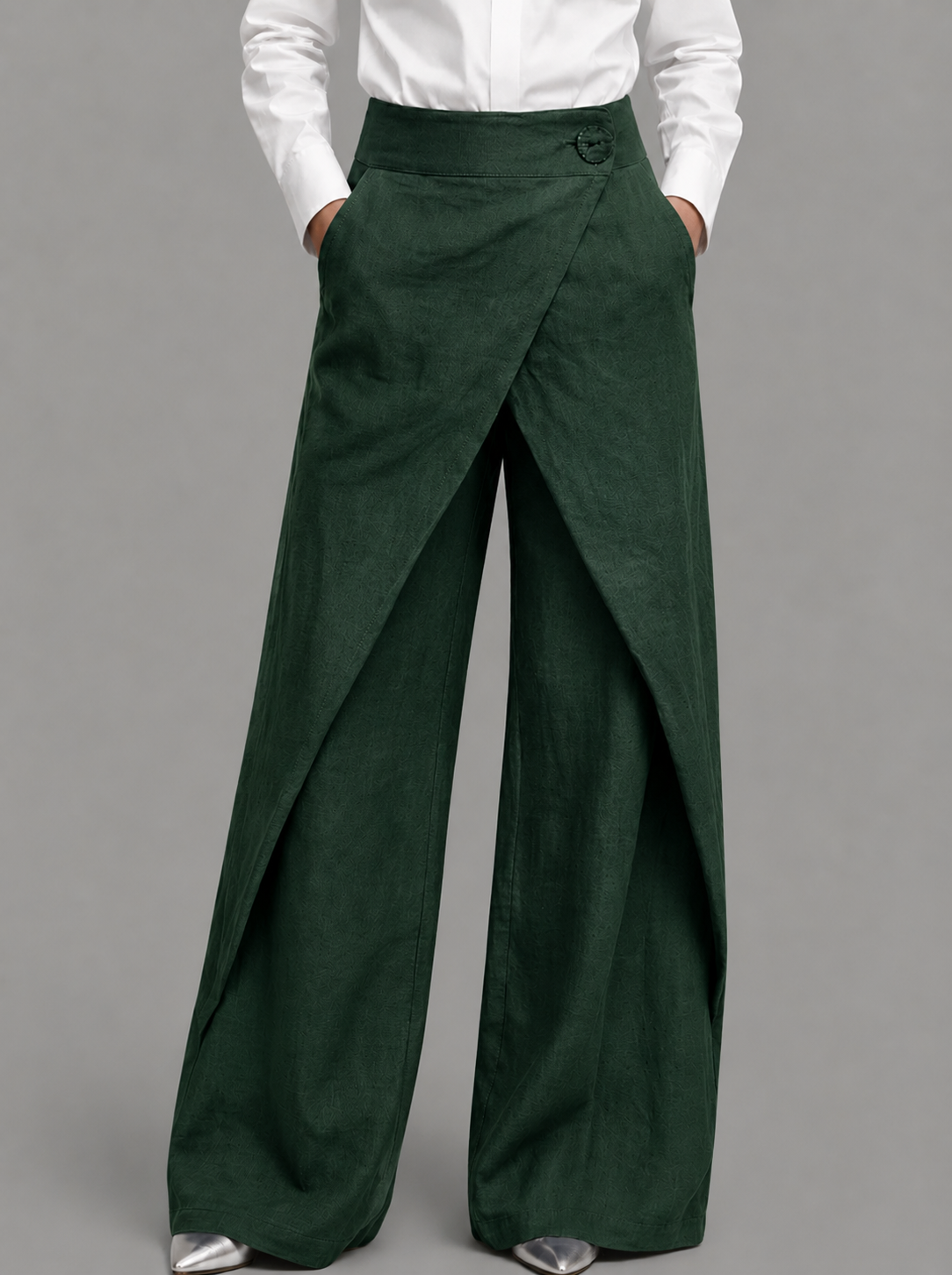 Pantalon large pour femme avec devant portefeuille