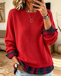 Women’s Plaid Trim Layered Sweater