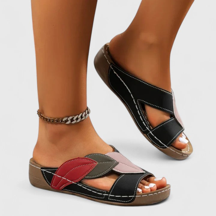 Damen Sandalen mit Blatt-Riemen und Komfort