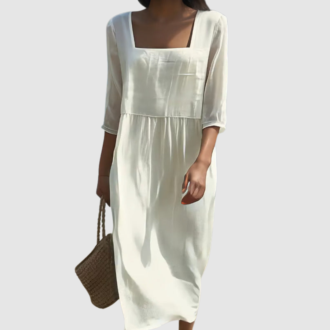 Women's Square Neck Relaxed Midi Dress