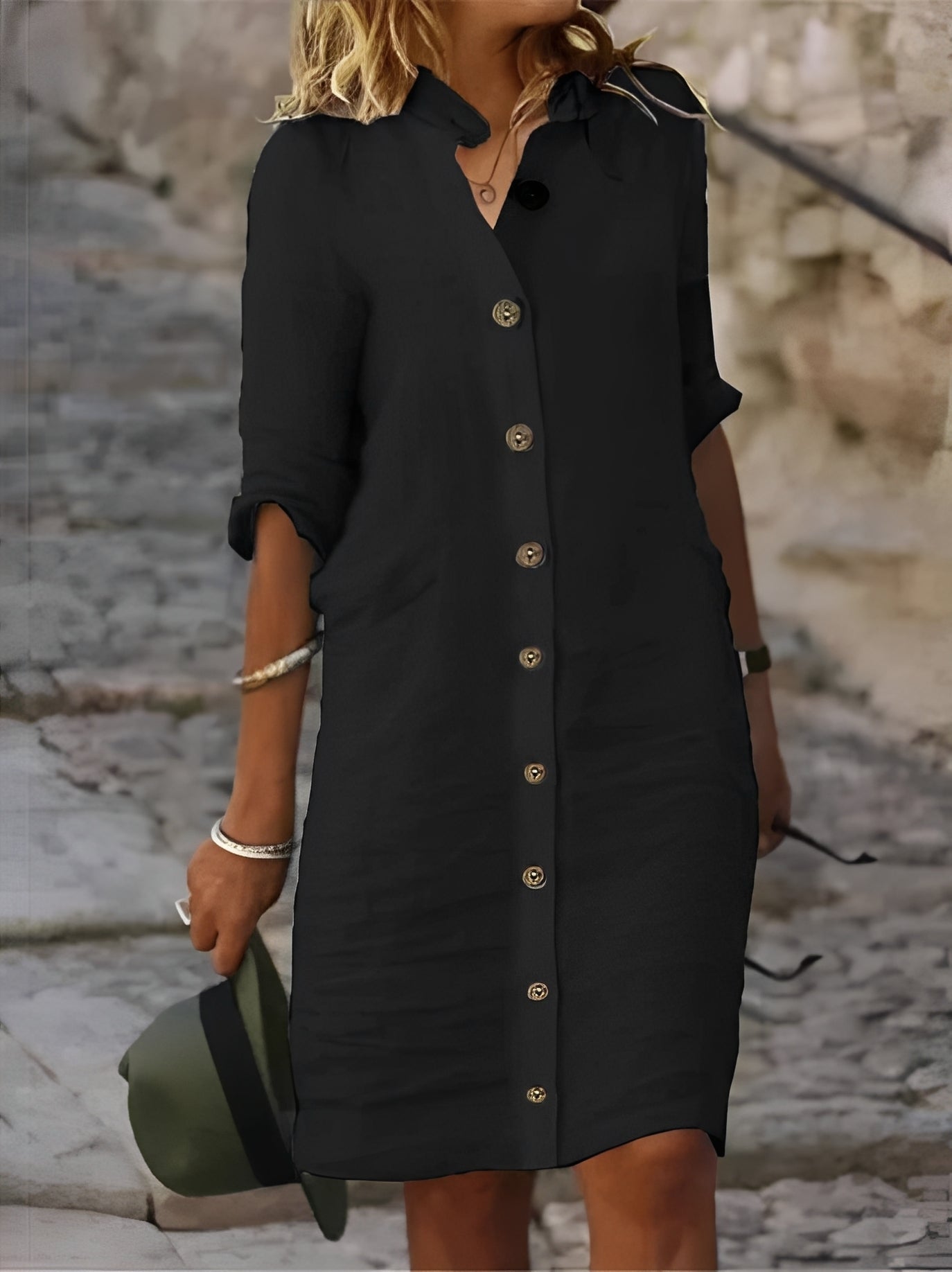 Robe chemise boutonnée à col pour femme