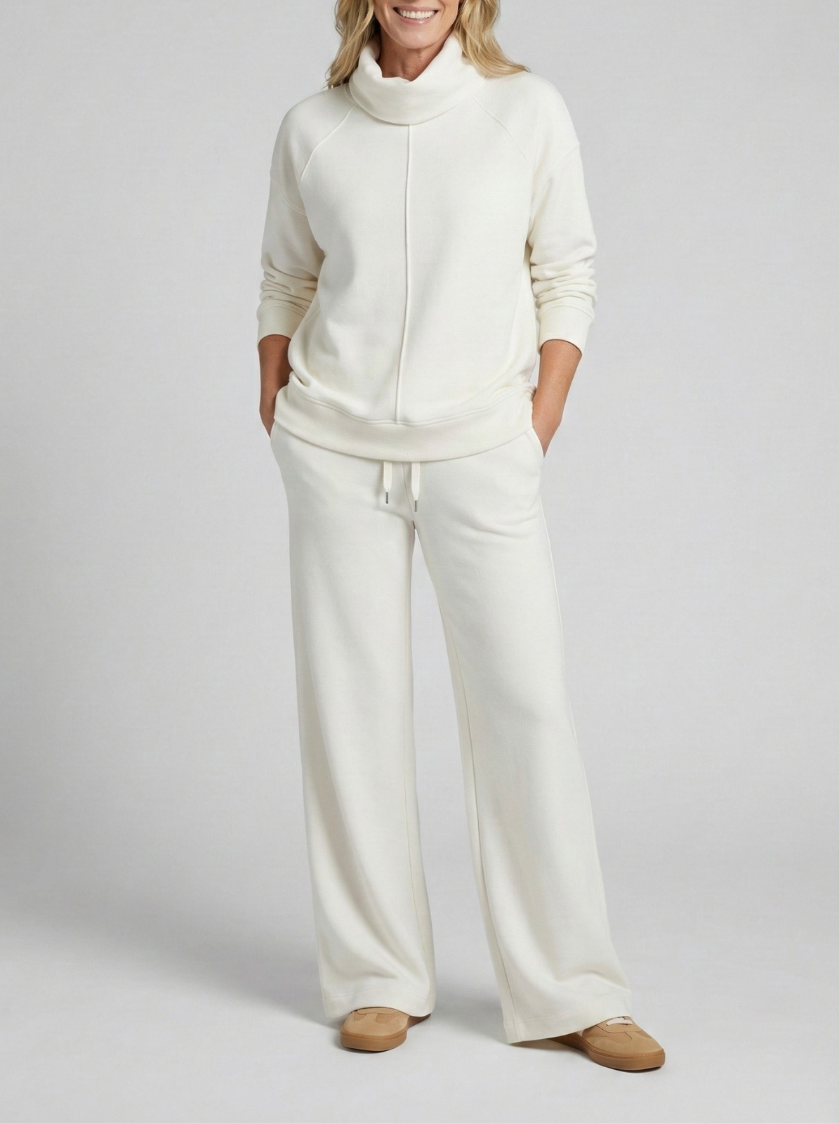 Women's Cowl Neck Wide-Leg Two-Piece Set