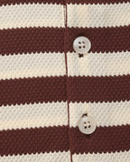 Men's Classic Breton Striped Polo Shirt with Contrast Collar and Textured Knit Finish