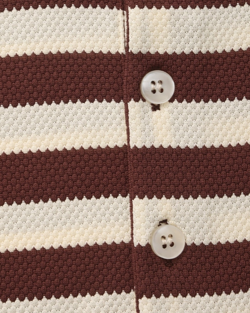 Men's Classic Breton Striped Polo Shirt with Contrast Collar and Textured Knit Finish