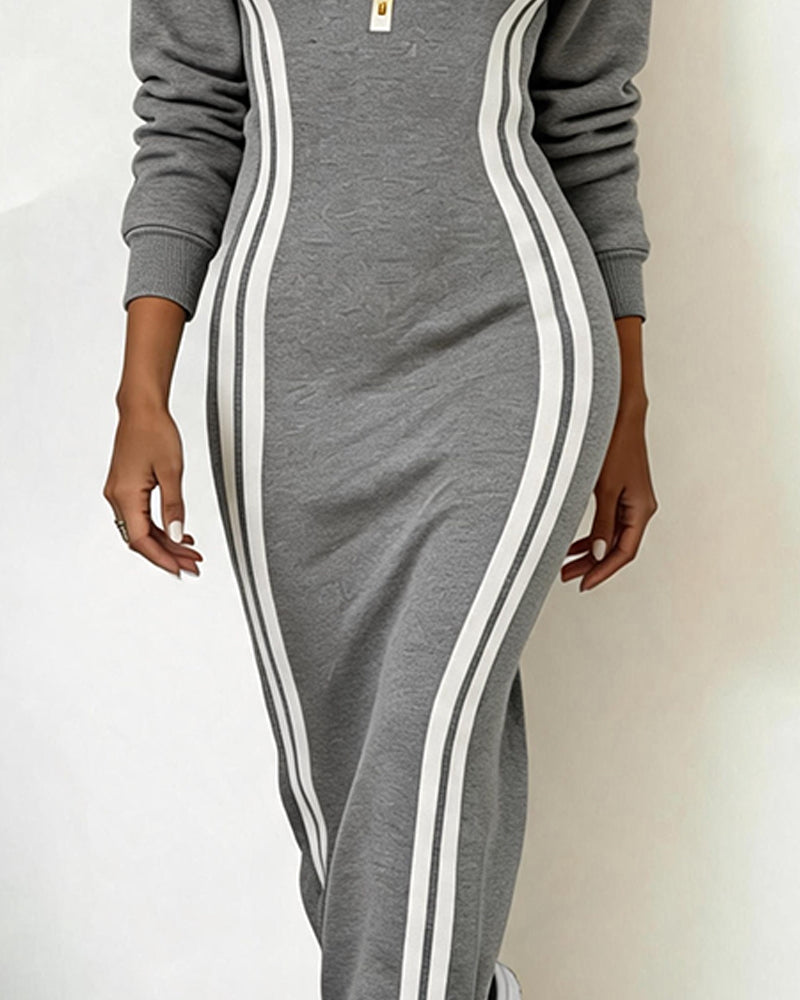 Women’s Contrast Stripe Zip Midi Dress