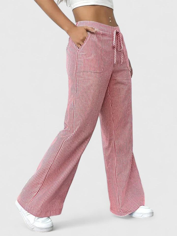 Women's Striped Wide Leg Trousers
