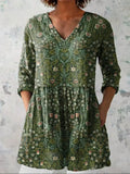 Women’s Botanical Print V-Neck Tunic