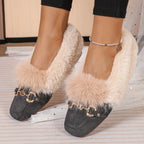 Mules chaussons pour femme bordés de fausse fourrure
