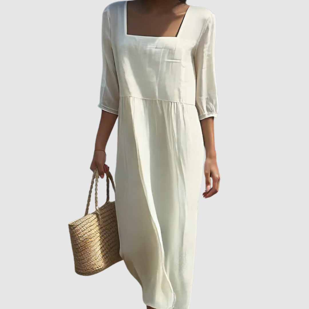 Women's Square Neck Relaxed Midi Dress