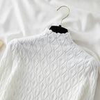 Women's Mock Neck Cable Knit Sweater with Long Sleeves