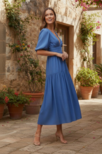 Women's Puff Sleeve Midi Dress for Elegant Everyday and Summer Styling